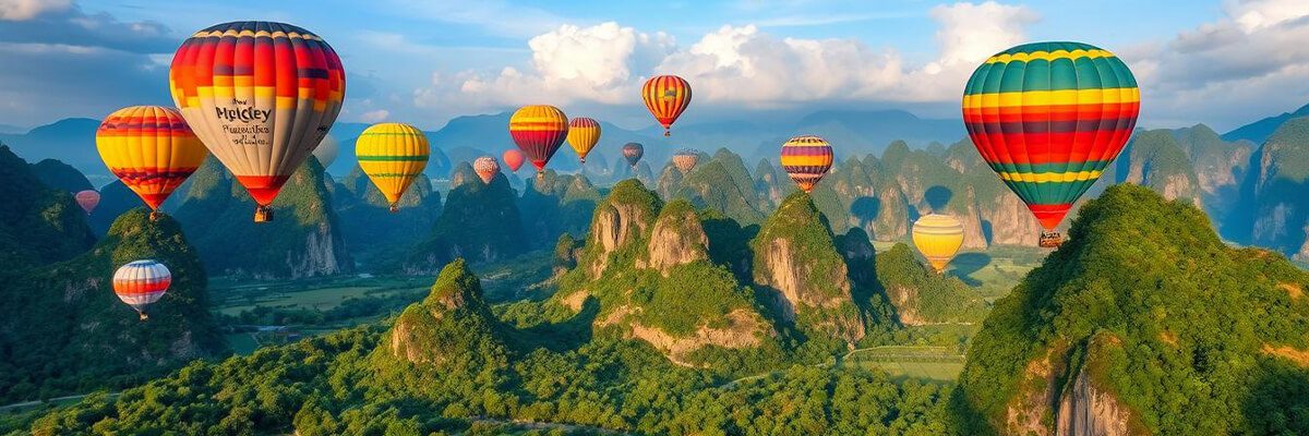 Hot Air Balloon over Vang Vieng - Laos vacations