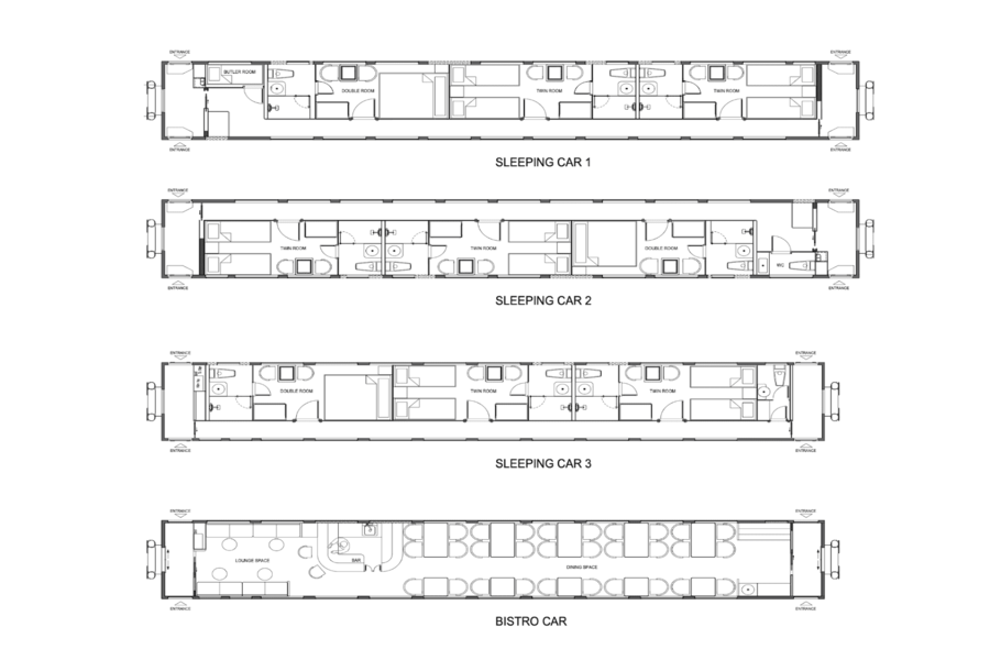train floor-plan map - Luxury Cross-Vietnam Train Tour