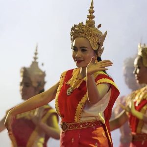 watching Laos Traditional Dance
