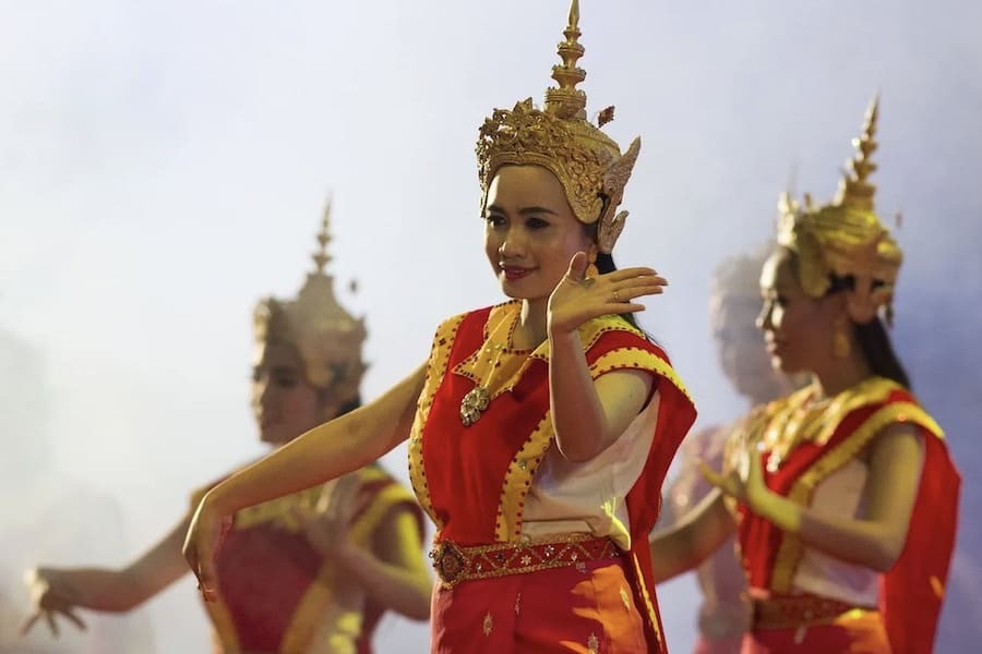 watching Laos Traditional Dance